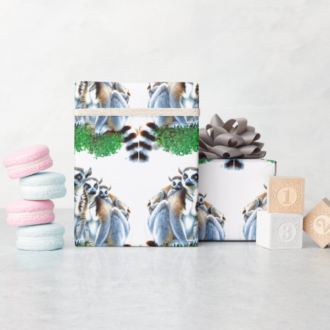Papier Cadeau Faune mignon Lémurien Animal  (Baby Shower)
