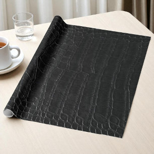 Papier Cadeau Faux Black Alligator Crocodile Cuir Imprimer