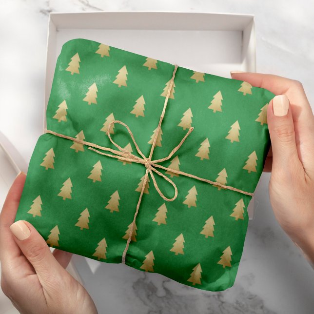 Papier Cadeau Faux Gold Foil moderne Arbres de Noël Tonte de cou (Créateur téléchargé)