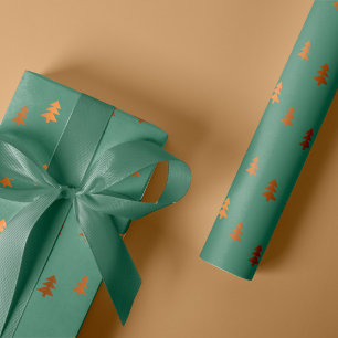 Papier Cadeau Faux Gold Pine Arbres Motifs Sage de Noël