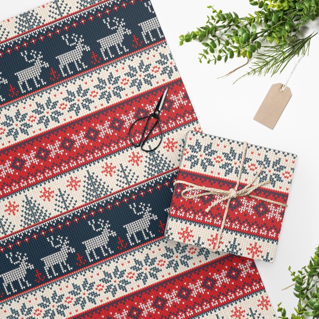 Papier Cadeau Faux Knit Motif Noël Personnalisé (Créateur téléchargé)
