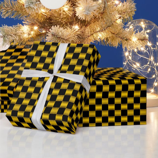 Papier Cadeau Faux or et noir  (Vacances)
