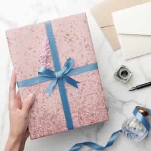 Papier Cadeau Faux Pailleté Rose Pâle 