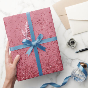 Papier Cadeau Faux Pailleté Rouge Clair 