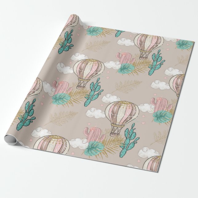 Papier Cadeau Faux Paillettes Désert Tropical (Déroulé)