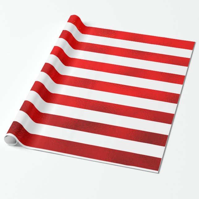 Papier Cadeau Faux Red White Horizontpes "Candy Stripe" (Déroulé)