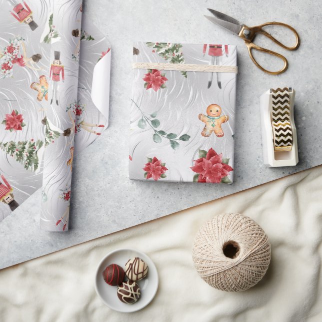 Papier Cadeau Faux Silver Foil Nutcracker & Amis & Flore (Artisanat)