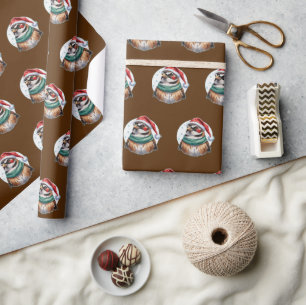 Papier Cadeau Favoris de Noël animal amusant - Bruant 1