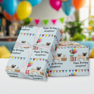 Papier Cadeau Fawn Carlin Chien Cartoon Mops Colorful Anniversai