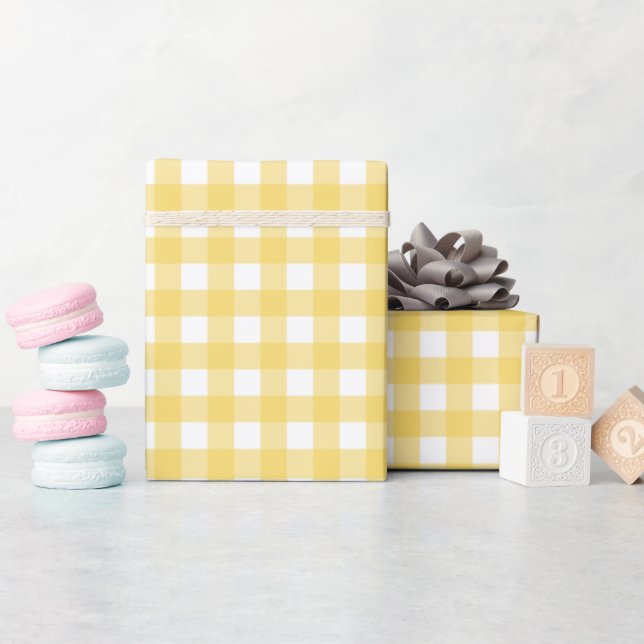 Papier Cadeau Faye et Lauren En vichy jaune (Baby Shower)