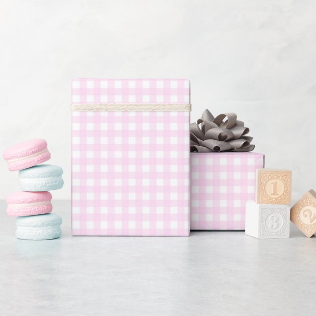 Papier Cadeau Faye et Lauren Pastel Pink En vichy (Baby Shower)