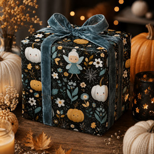 Papier Cadeau Fée de Halloween adorable et effrayante avec des c