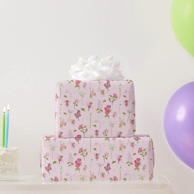 Papier Cadeau Fée de la fleur à l'aquarelle (Cadeaux de fête)