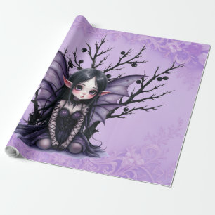 Papier Cadeau Fée foncée mignonne avec ailes de chauve-souris