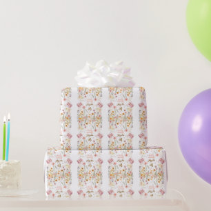Papier Cadeau fée pastel fête d'anniversaire de jardin floral de