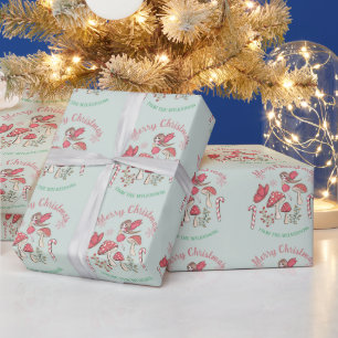Papier Cadeau Fées et champignons de Noël mignons