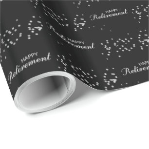 Papier Cadeau Félicitations à la retraite Noir avec étincelle d'