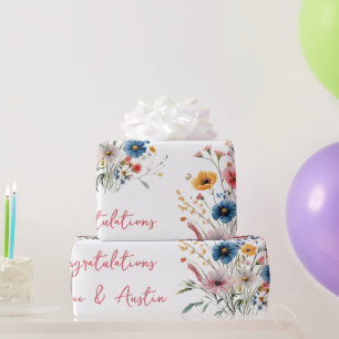 Papier Cadeau Félicitations aux Mariages et aux douches Fleur sa