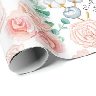 Papier Cadeau Félicitations aux Roses de pays mariages - Ajouter