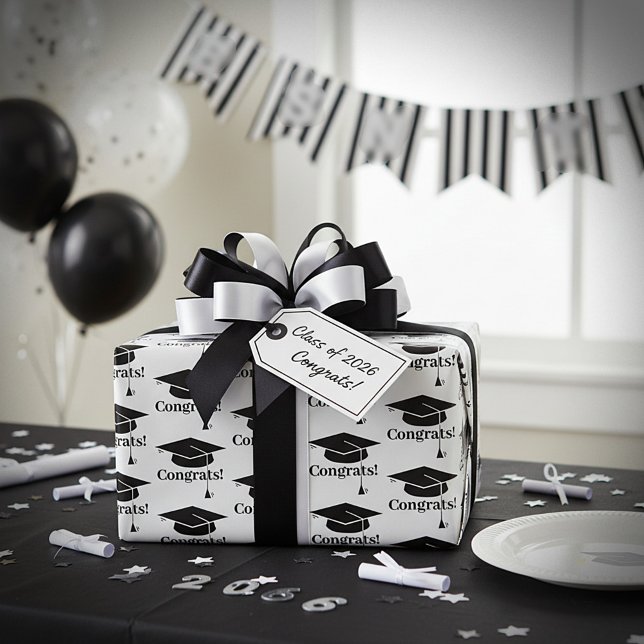 Papier Cadeau Félicitations ! Chapeau diplôme (Créateur téléchargé)