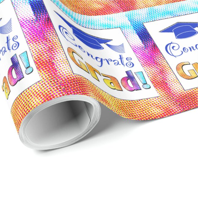 Papier Cadeau Félicitations Couleurs Grad, Amusants (Coin rond)