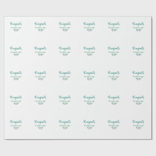 Papier Cadeau Félicitations couple de mariage bleu vert nom anné