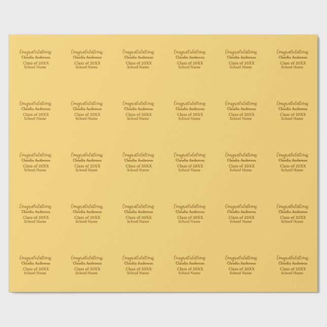 Papier Cadeau Félicitations diplômé ajouter nom de l'école simpl (Plat)