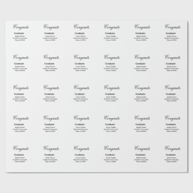 Papier Cadeau Félicitations diplôme nom nom université promotion (Plat)