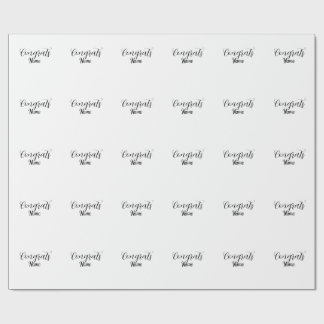 Papier Cadeau Félicitations diplômé nom simple minimal année pro