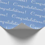 Papier Cadeau Félicitations Écriture Blanche Diplôme Bleu<br><div class="desc">Félicitations !  Écriture blanche sur fond bleu pour un mariage,  une fête de mariage,  une baby shower,  une promotion,  un nouveau bébé garçon,  etc. Simple et doux. Une jolie nuance de bleu.</div>