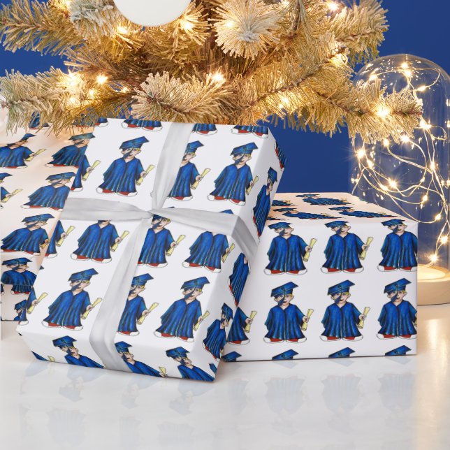 Papier Cadeau Félicitations Graduation Blue Boy Casquette Gown G (Vacances)