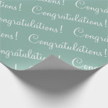 Papier Cadeau Félicitations Green Script Wedding Shower<br><div class="desc">Joli papier d'emballage vert sauge pour un mariage,  douche de mariée,  promotion,  nouveau bébé,  etc. écriture blanche. Simple et doux.</div>