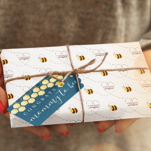 Papier Cadeau Félicitations Maman D'Être Enveloppée Papier (Congratulate the mommy to bee with this cute watercolor bee wrapping paper! Matching collection! )