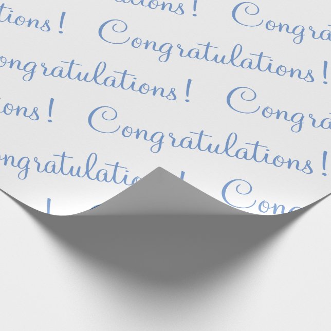 Papier Cadeau Félicitations Mariage Baby Shower Script Bleu (Coin)