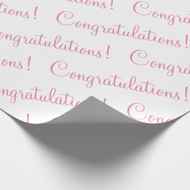 Papier Cadeau Félicitations Mariage Baby Shower Script Rose (Coin)