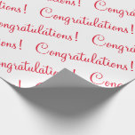 Papier Cadeau Félicitations mariage bébé rouge Baby Shower<br><div class="desc">Félicitations !  Papier cadeau rouge pour un diplôme,  mariage,  enterrement de vie de jeune fille,  shower bébé,  promotion,  nouveau bébé garçon,  etc.  Simple et doux.</div>