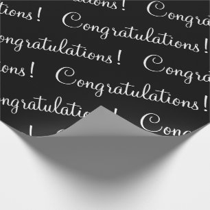 Papier Cadeau Félicitations Mariage Graduation Écriture Blanche