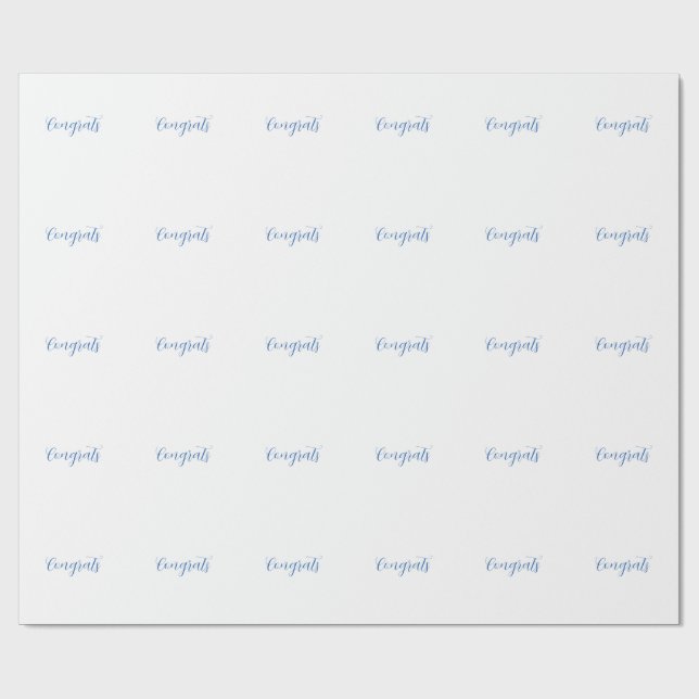 Papier Cadeau félicitations nom bleu stylé diplôme date année (Plat)