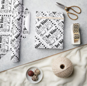 Papier Cadeau Félicitations Occasion Noir/Blanc Meilleurs Vœux