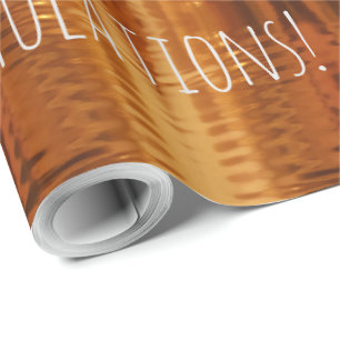 Papier Cadeau Félicitations ou Votre Texte Or Rouge Cuivre
