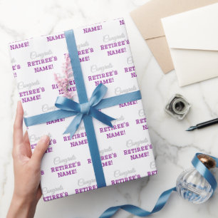 Papier Cadeau Félicitations Personnalisées Retraite ! Blanc pour