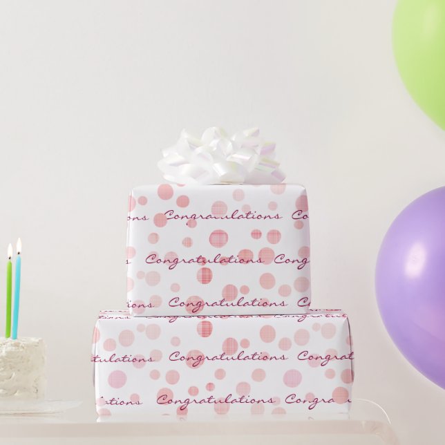 Papier Cadeau Félicitations Pots Pink Plaid Sur Blanc (Cadeaux de fête)