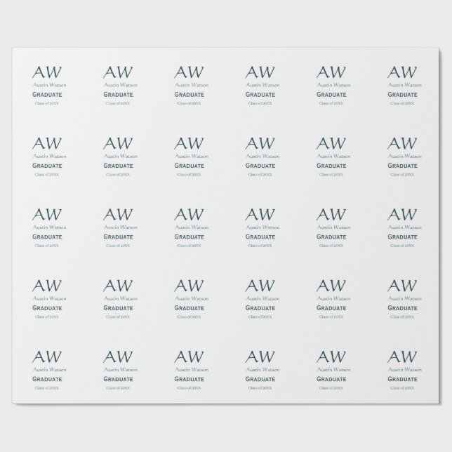 Papier Cadeau Félicitations pour la remise des diplômes monogram (Plat)