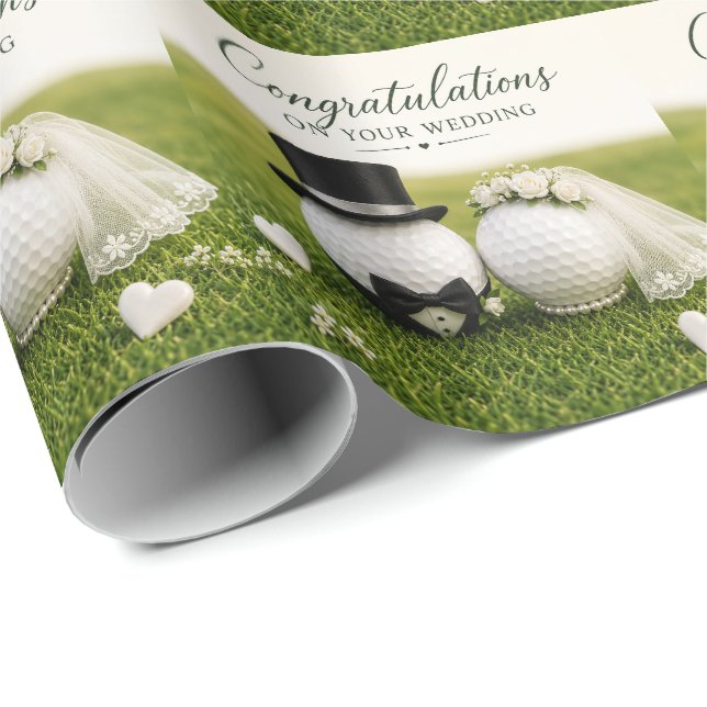 Papier Cadeau Félicitations pour le mariage de golfeur (Coin rond)