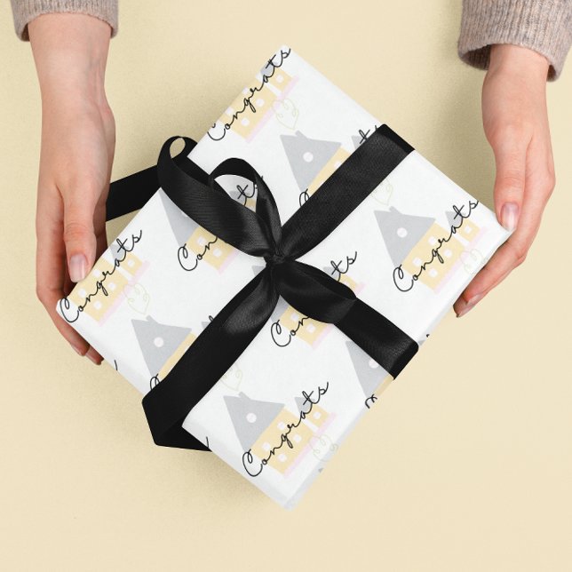 Papier Cadeau Félicitations Pour Votre Nouvelle Feuille De Papie (Congratulate someone special on their new home with this fun wrapping paper set! )