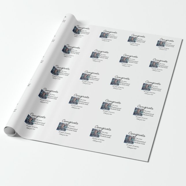 Papier Cadeau Félicitations pour votre retraite ajouter le nom d (Déroulé)