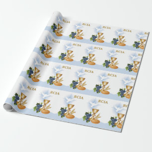 Papier Cadeau Félicitations RCIA Symboles de sacrement catholiqu