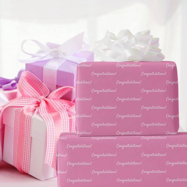 Papier Cadeau Félicitations rose blanc  (Créateur téléchargé)