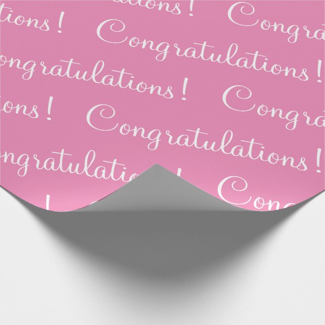 Papier Cadeau Félicitations Rose Script Mariage Baby Shower Wr (Coin)