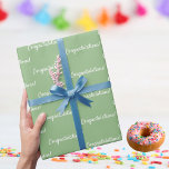 Papier Cadeau Félicitations sauge blanc vert<br><div class="desc">Élégant et classique papier d'emballage de fête. Un arrière - plan vert sage,  texte blanc : Félicitations !</div>
